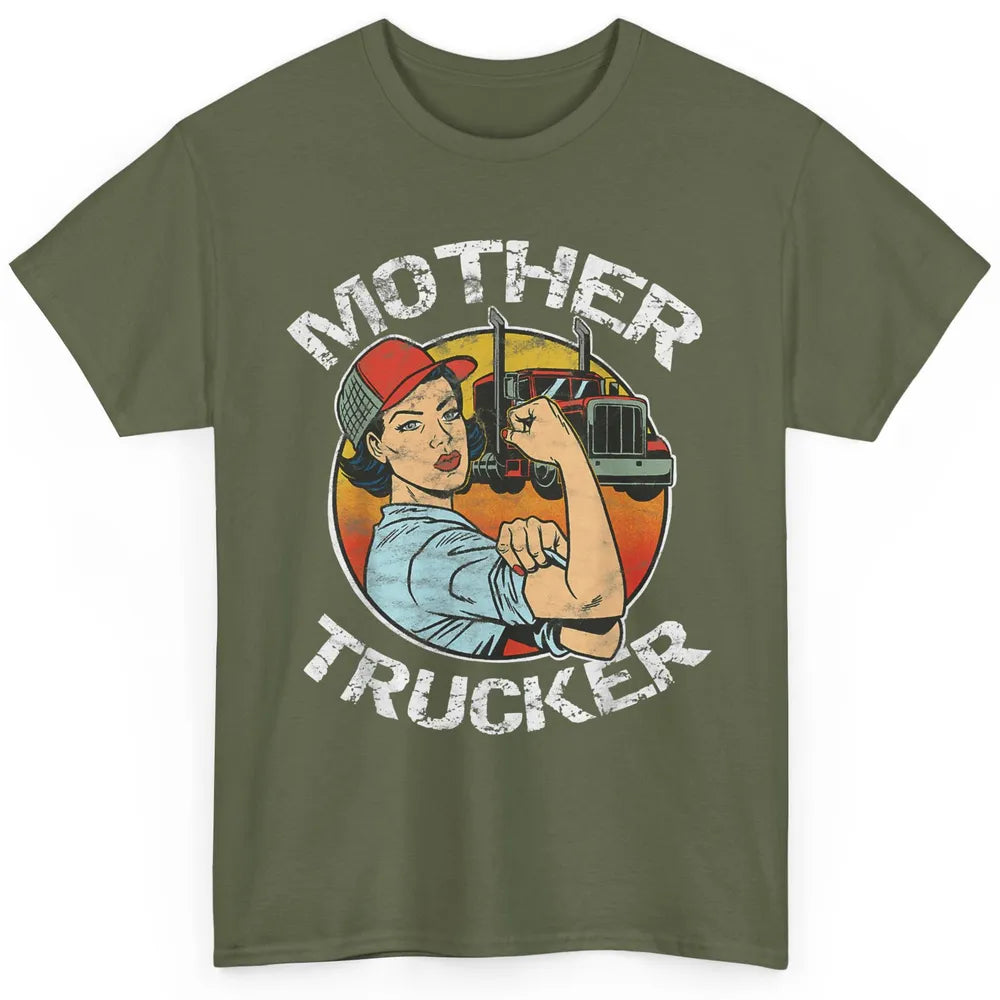 Retro Mother Trucker Truck Driver Mom Life Mothers Day Women Classic Unisex T-Shirt