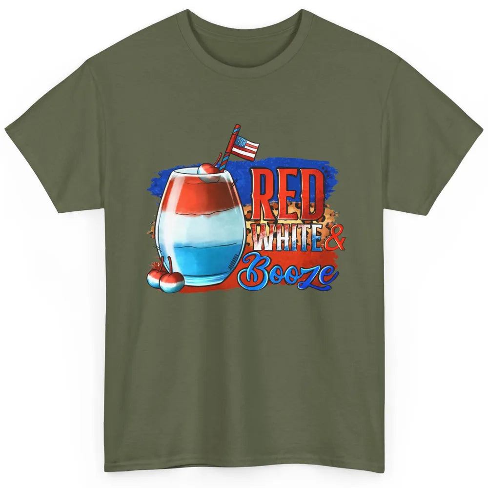 Red White & Booze Leopard US Flag 4th of July American Booze Classic Unisex T-Shirt