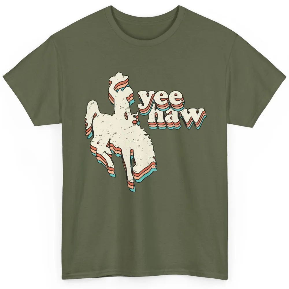 Retro Cowboy Yeehaw Western Country Cowgirls Horse Lovers Classic Unisex T-Shirt