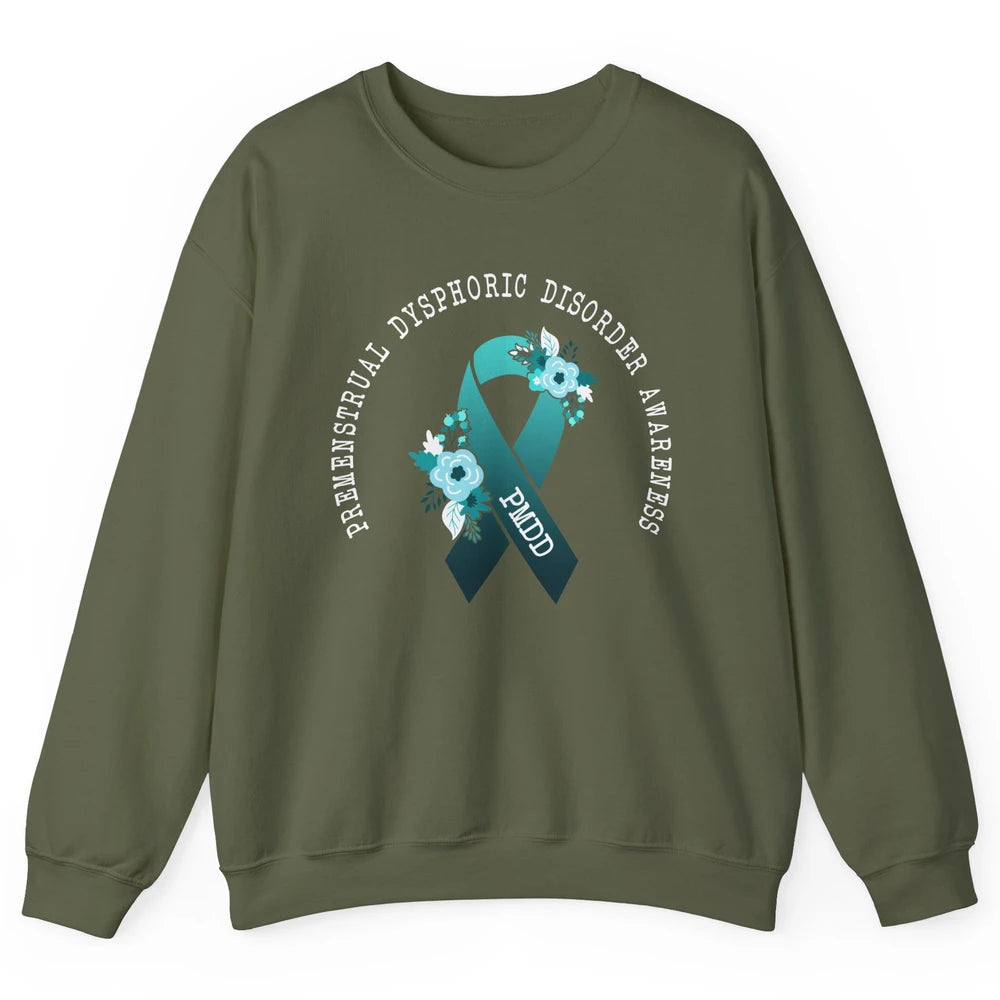 Premenstrual Dysphoric Disorder PMDD Awareness Ribbon Unisex Crewneck Sweatshirt