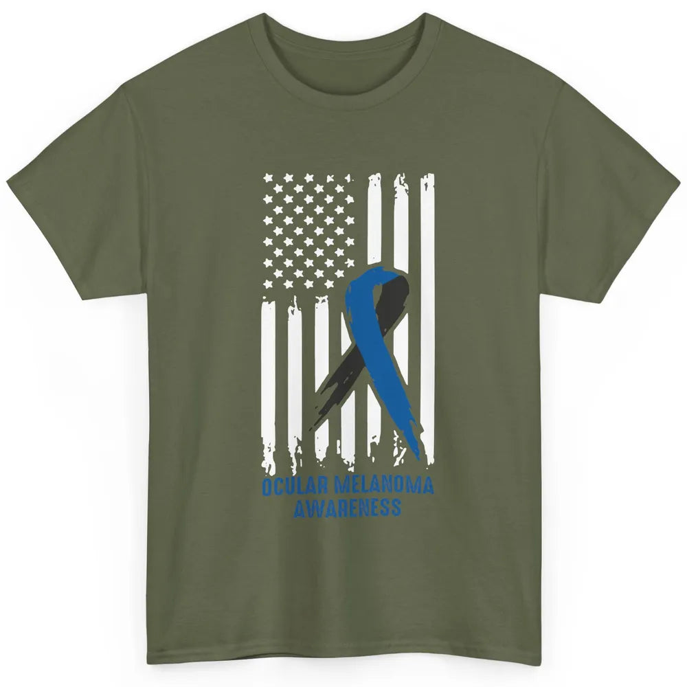 Ocular Melanoma Awareness Ribbon No One Fight Alone US Flag Classic Unisex T-Shirt