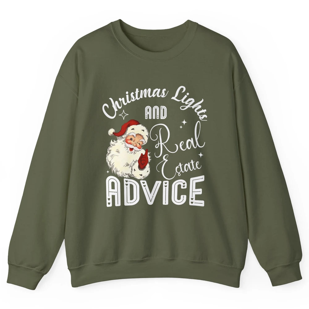 Merry Christmas Xmas Lights Santa Realtor Real Estate Advice Unisex Crewneck Sweatshirt