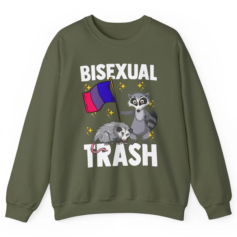 Raccoon LGBT Bisexual Trash Funny Flag Pride Animal Lovers Unisex Crewneck Sweatshirt