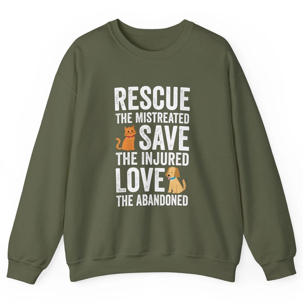 Rescue Mistreated Save Injured Adopt Dog Cat Animal Rescuer Unisex Crewneck Sweatshirt