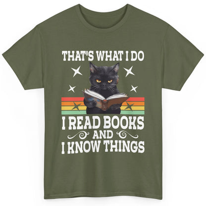 Retro Cat Books The Reader Black Cat Reading Books Bookish Bookworm Kitten Classic Unisex T-Shirt