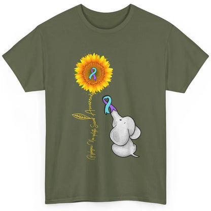 PNES Awareness Purple Teal Ribbon Sunflower Baby Elephant Classic Unisex T-Shirt