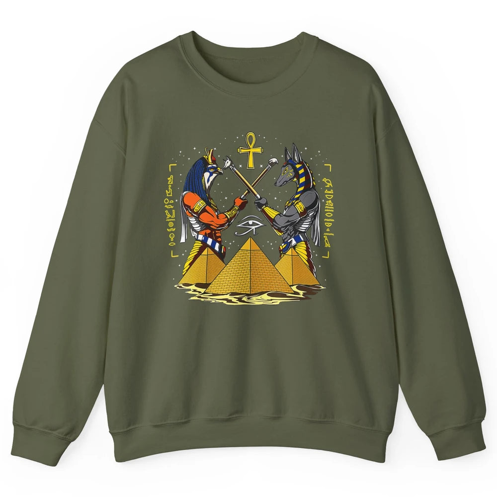 Retro Ancient Egyptian God Anubis Egypt Horus Archaeology Unisex Crewneck Sweatshirt
