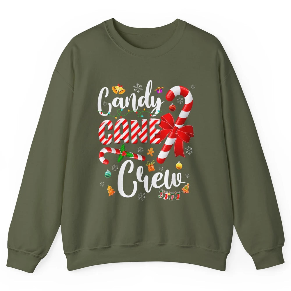 Merry Christmas Sweet Candy Cane Crew Xmas Tree Lights Santa Unisex Crewneck Sweatshirt