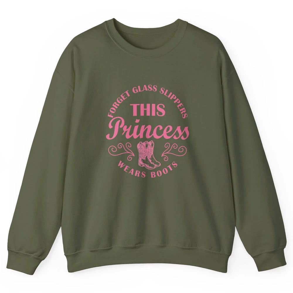 Princess Cowboy Boots Western Country Cowgirl Girls Rodeo Unisex Crewneck Sweatshirt