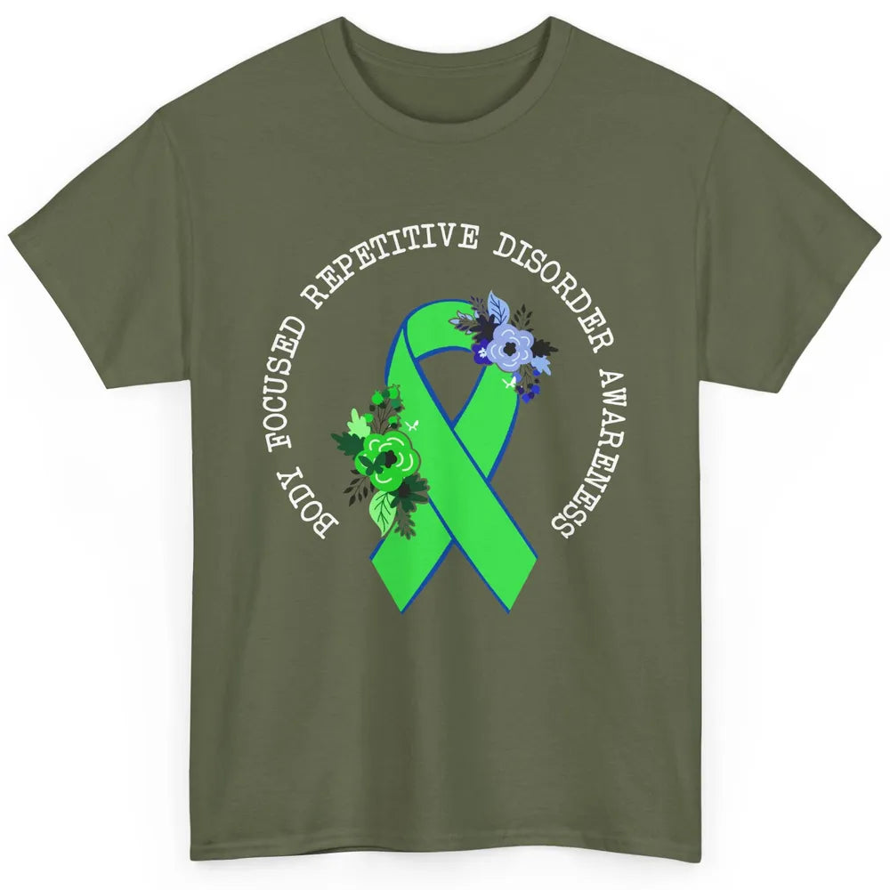 Body Focused Repetitive Disorder BFRB Floral Green Ribbon Classic Unisex T-Shirt