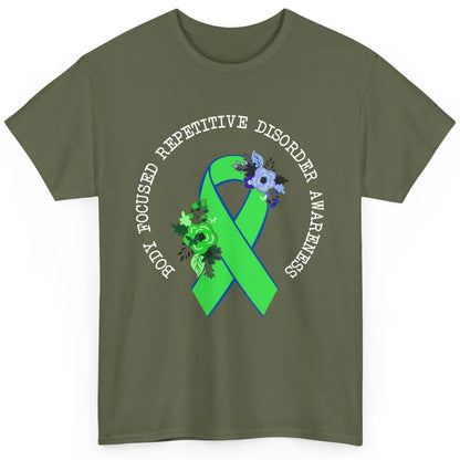 Body Focused Repetitive Disorder BFRB Floral Green Ribbon Classic Unisex T-Shirt