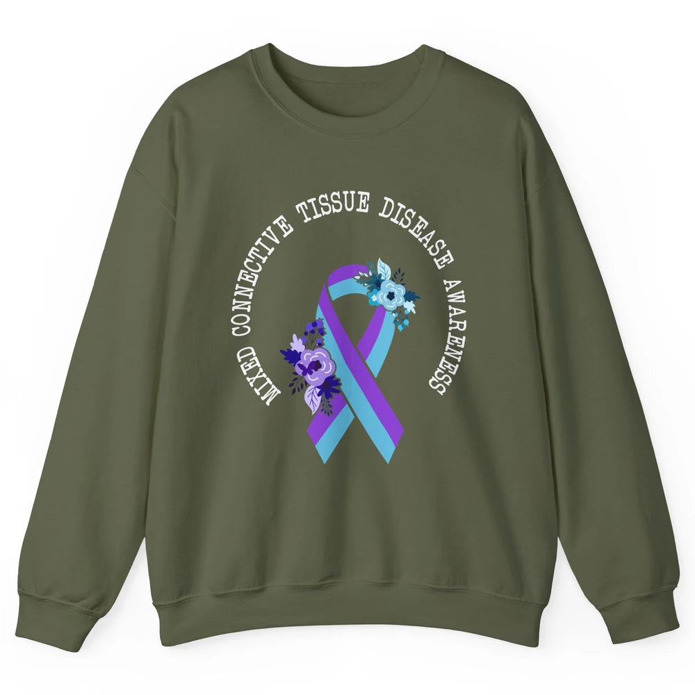 Mixed Connective Tissue Disease Awareness MCTD Floral Ribbon Unisex Crewneck Sweatshirt