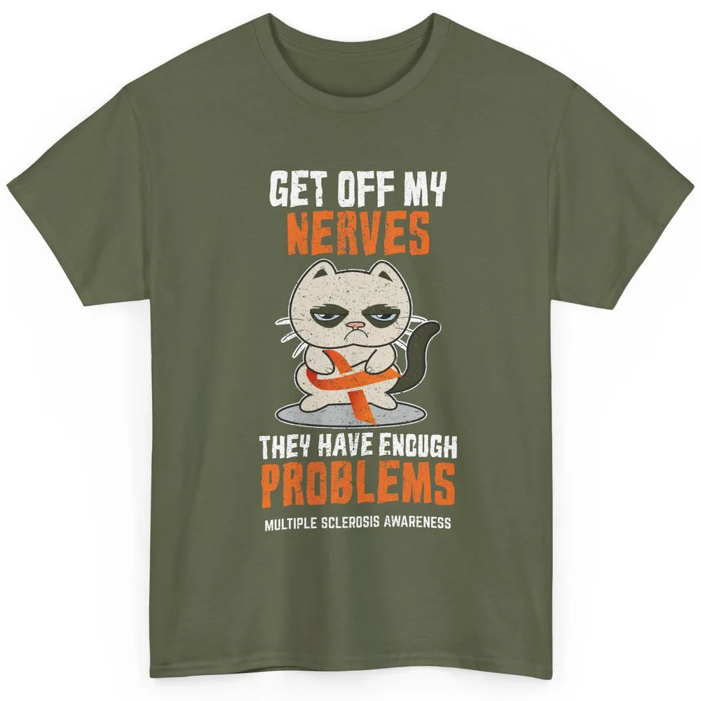 Multiple Sclerosis Awareness Ms Cancer Cat Orange Ribbon Classic Unisex T-Shirt