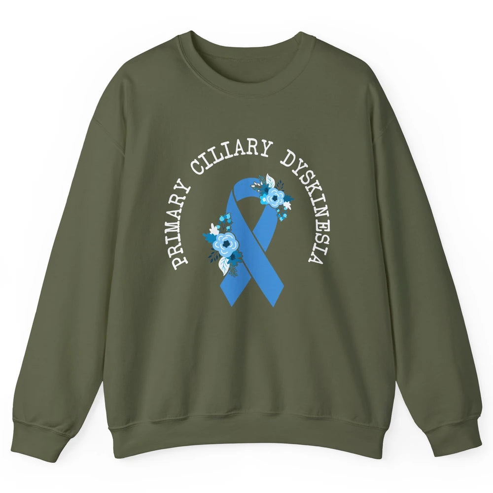 Primary Ciliary Dyskinesia Blue Ribbon Respiratory Diseases Unisex Crewneck Sweatshirt