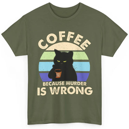 Retro Black Cat Coffee Because Murder Is Wrong Coffee Lovers Classic Unisex T-Shirt