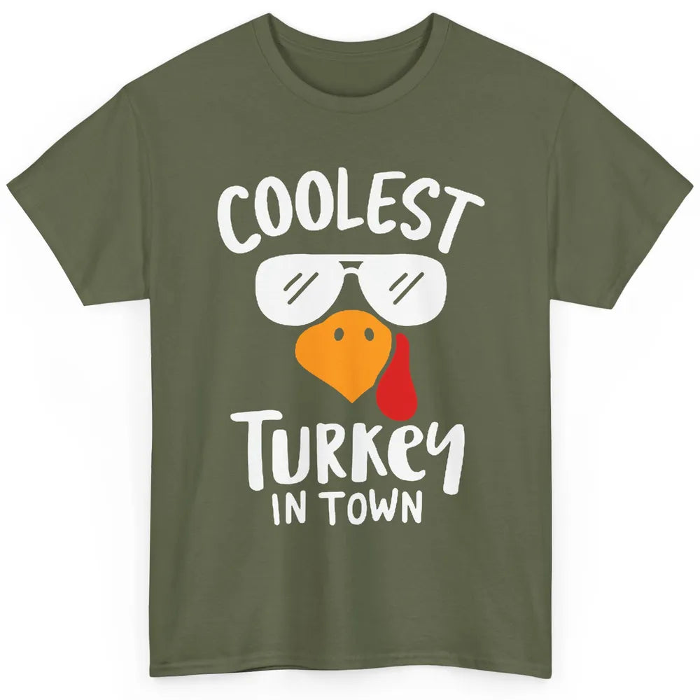 Coolest Turkey in Town Thanksgiving Dinner Funny Turkey Day Classic Unisex T-Shirt