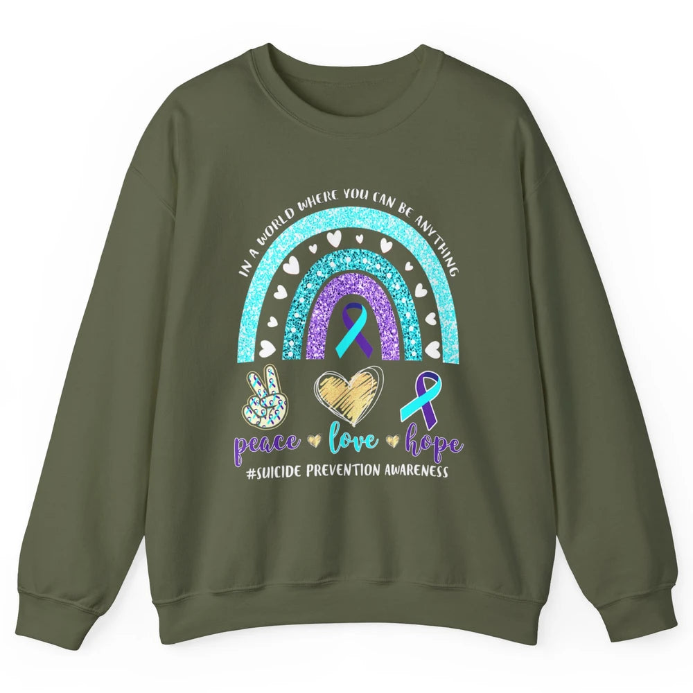 Peace Hope Love Rainbow Suicide Prevention Awareness Month Unisex Crewneck Sweatshirt