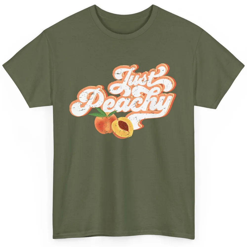 Retro Just Peachy Retro 70s Georgia Peaches Summer Fruit Classic Unisex T-Shirt