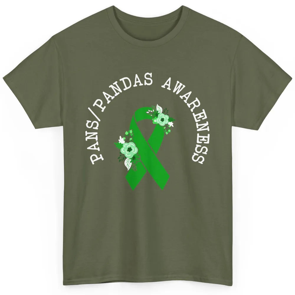 PANS/PANDAS Awareness Floral Green Ribbon Pans Disease Classic Unisex T-Shirt