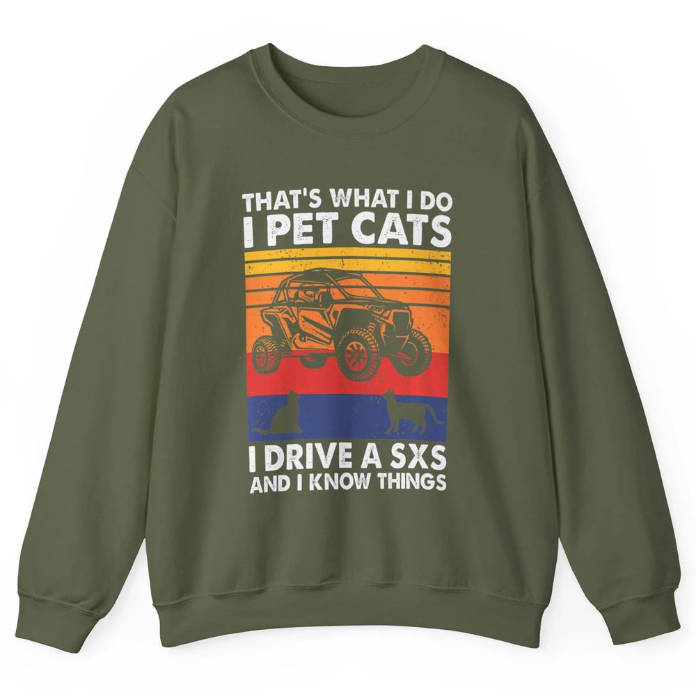 Pet Cat Racing Retro Mud UTV Riding Dirty SXS Rider Offroad Unisex Crewneck Sweatshirt