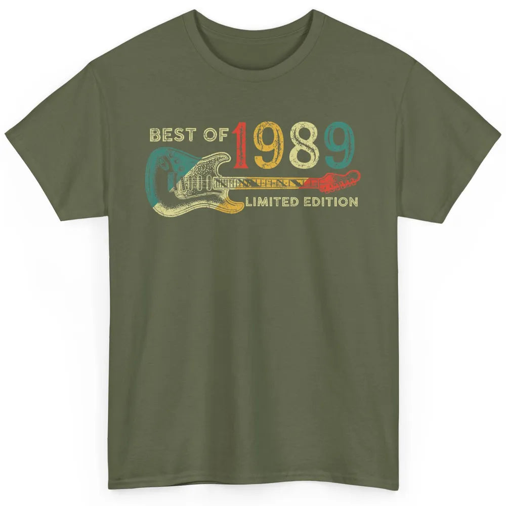 Retro 1989 Electric Guitar Birthday Guitarist Vintage 80s Classic Unisex T-Shirt