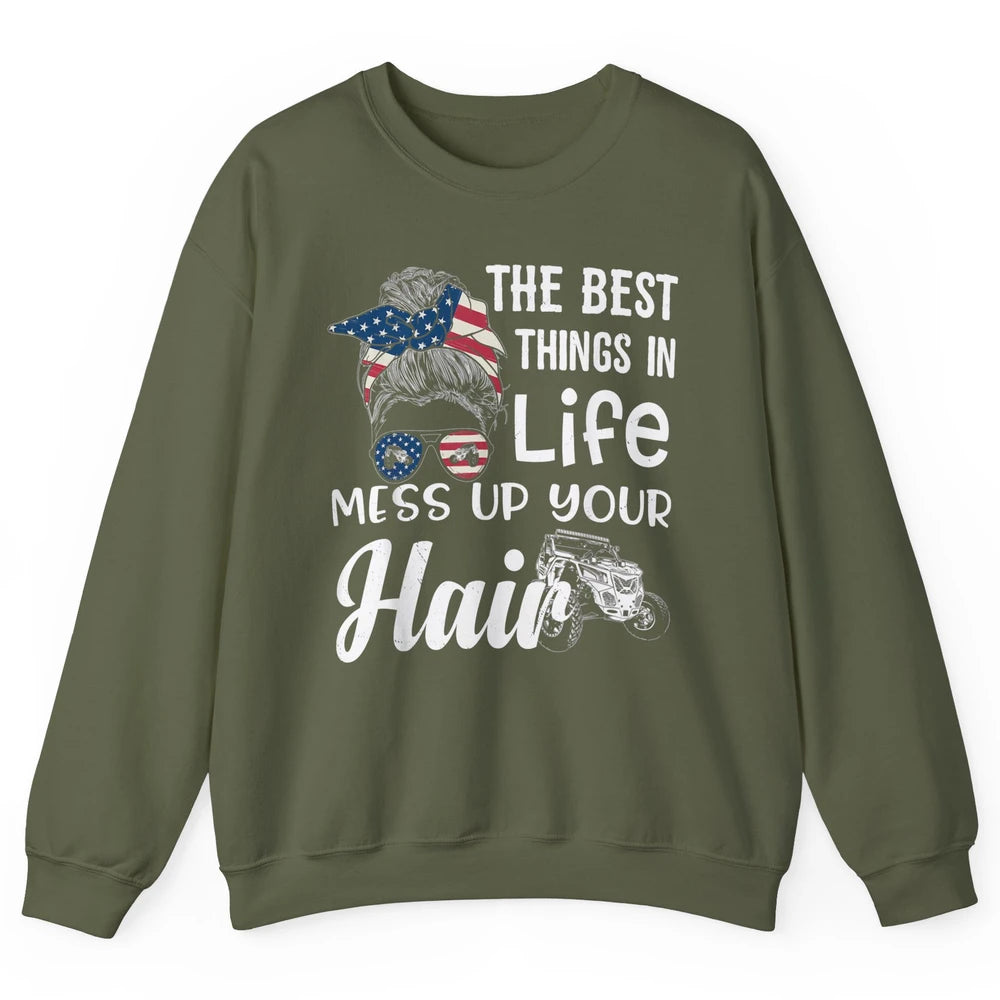Retro Mess Up Your Hair Motocross Quad Biker ATV SXS Offroad Unisex Crewneck Sweatshirt