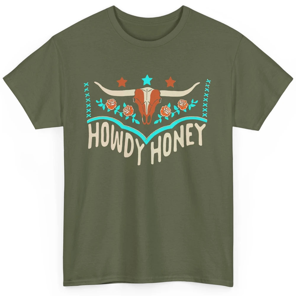 Retro Bull Skull Howdy Honey Western Country Cowboy Gift Classic Unisex T-Shirt