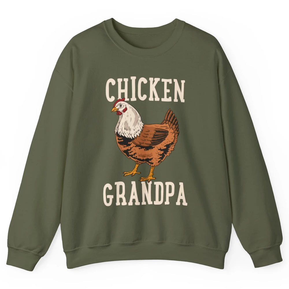 Retro Chicken Grandpa Funny Grandfather Vintage Farm Animal Unisex Crewneck Sweatshirt