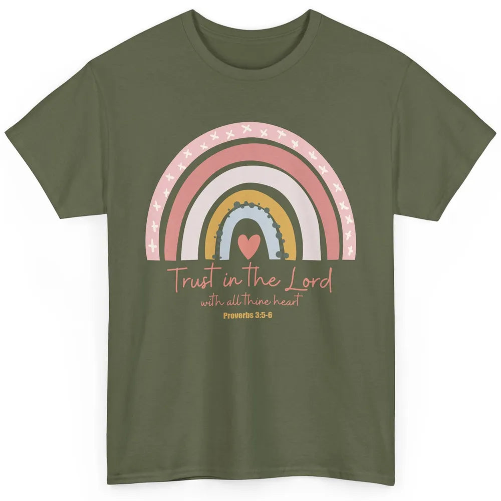 Rainbow Trust In The Lord With All Heart Christian Religious Classic Unisex T-Shirt