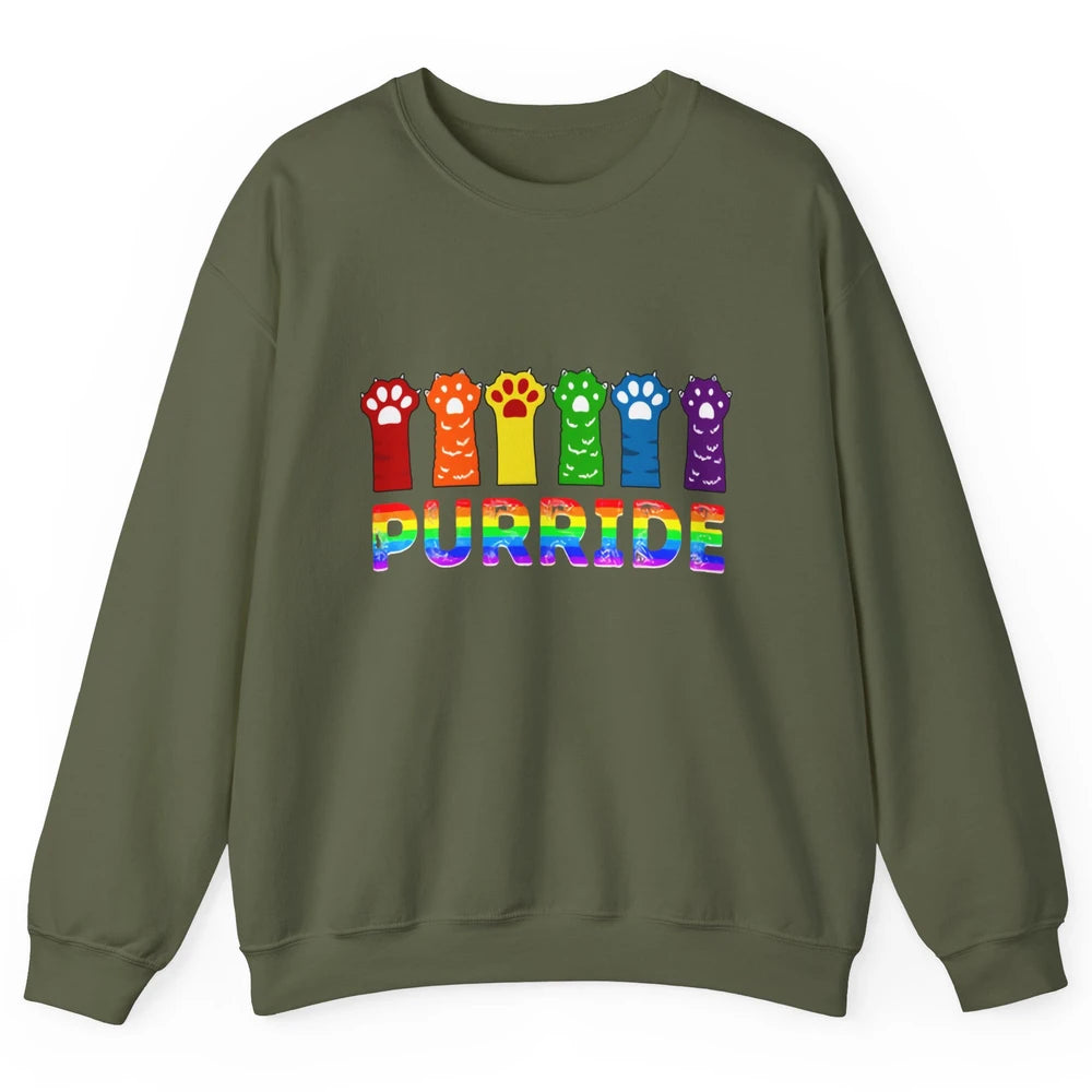 Purride Funny Cat Lover LGBT Pride Awareness Gift LGBT Month Unisex Crewneck Sweatshirt