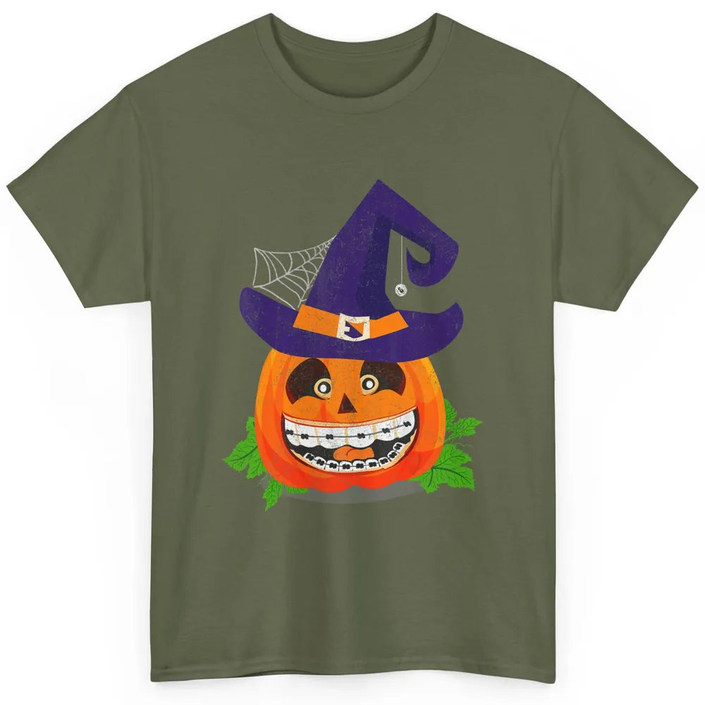 Pumpkin Witch Teeth Braces Dental Dentist Halloween Spooky Classic Unisex T-Shirt