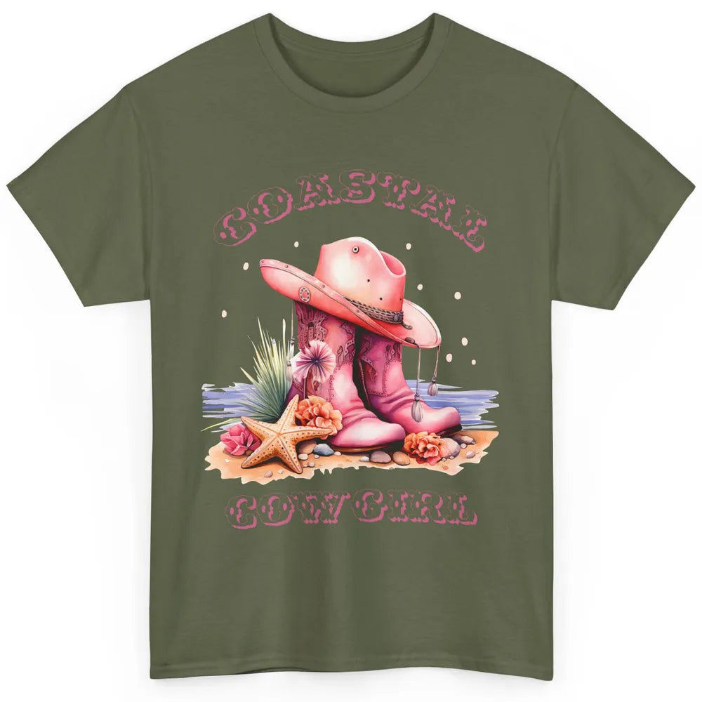 Retro Cowgirl Boots Coastal Cowgirl Western Country Beach Classic Unisex T-Shirt