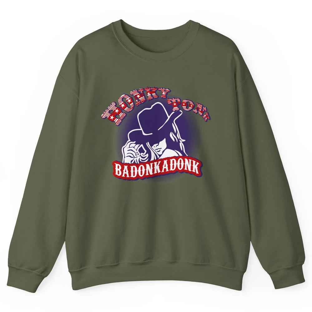 Retro Cowgirl Honky Tonk Badonkadonk Western Country Unisex Crewneck Sweatshirt