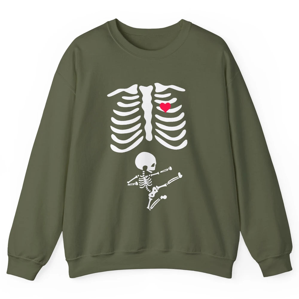 Pregnant Halloween Skeleton Naughty Baby Boy Pumpkin Costume Unisex Crewneck Sweatshirt