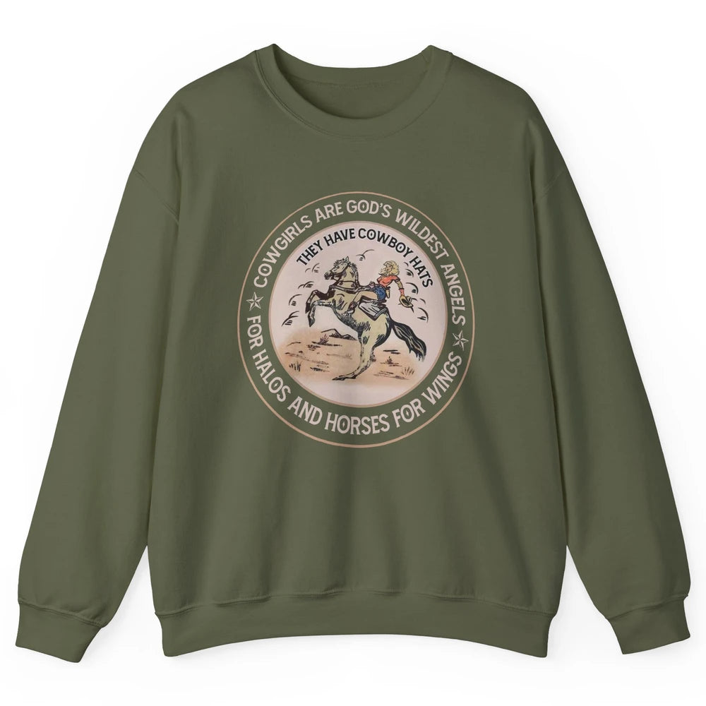 Retro Cowgirls Are God's Wildest Angel Western Country Rodeo Unisex Crewneck Sweatshirt