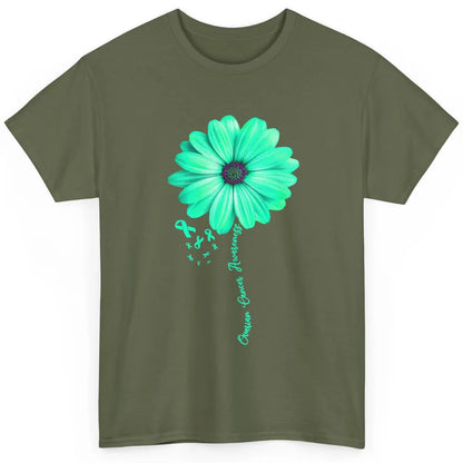 Ovarian Cancer Awareness Daisy Flower Teal Ribbon Cancer Classic Unisex T-Shirt