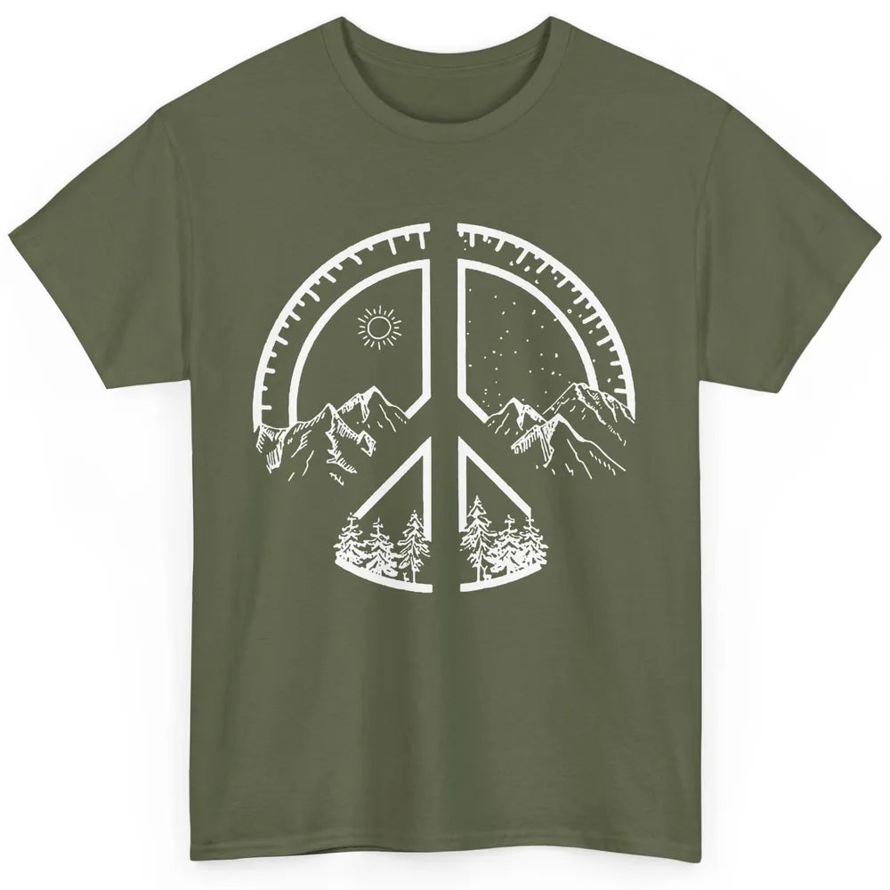 Peace Love Hiking Mountain Hikers Exploring Nature Camping Classic Unisex T-Shirt