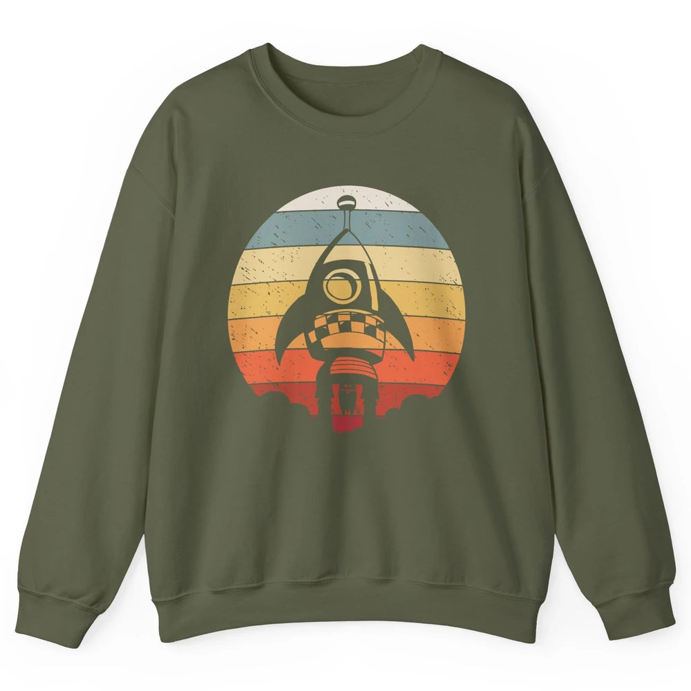 Retro Astronaut Spaceship Spacecraft Spaceman Rocket Launch Unisex Crewneck Sweatshirt