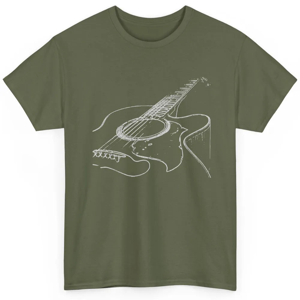Retro Acoustic Guitar Guitarist Musician Music Lovers Gift Classic Unisex T-Shirt