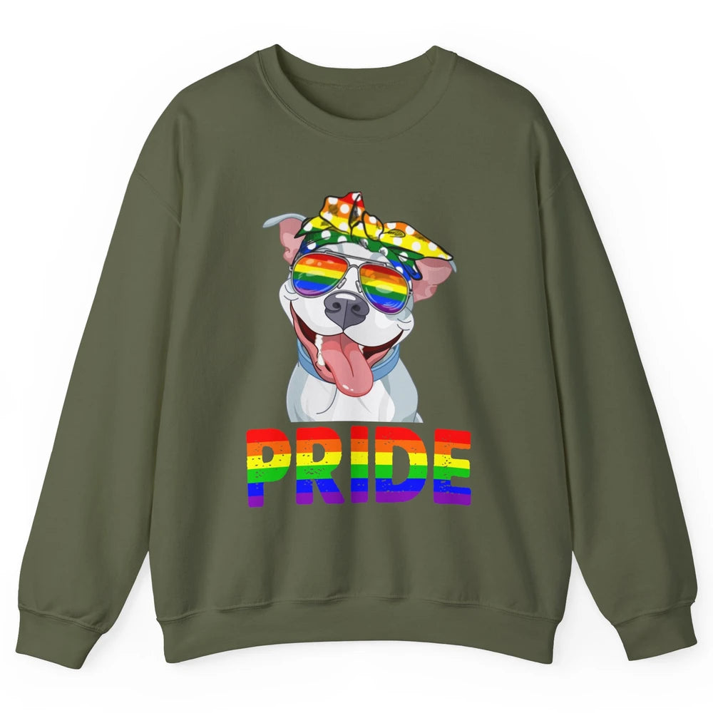 Pitbull Pride Dog Mom LGBT Gay Pride Month Unisex Crewneck Sweatshirt