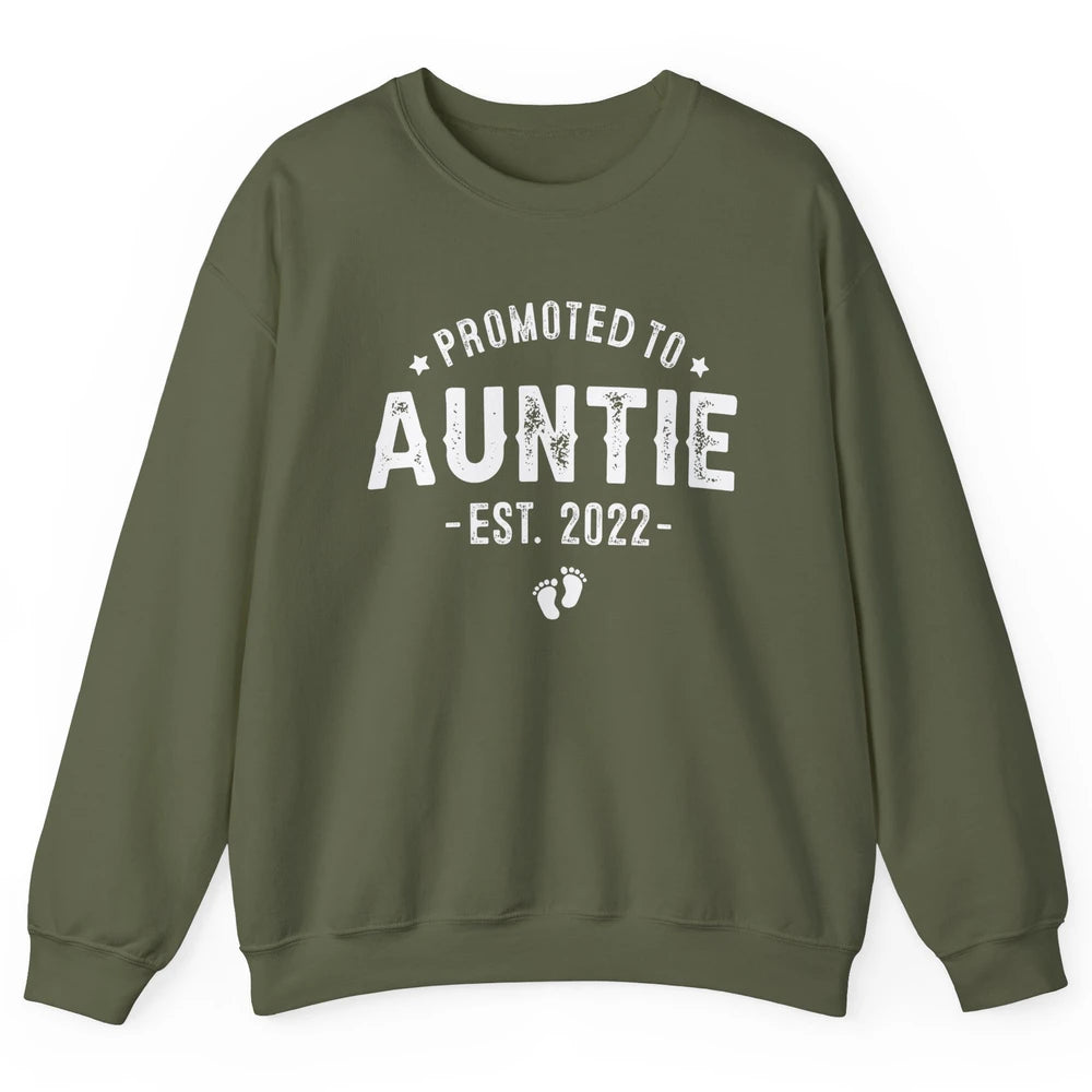 Promoted To Auntie Est 2022 Auntie To Be Pregnancy Reveal Unisex Crewneck Sweatshirt