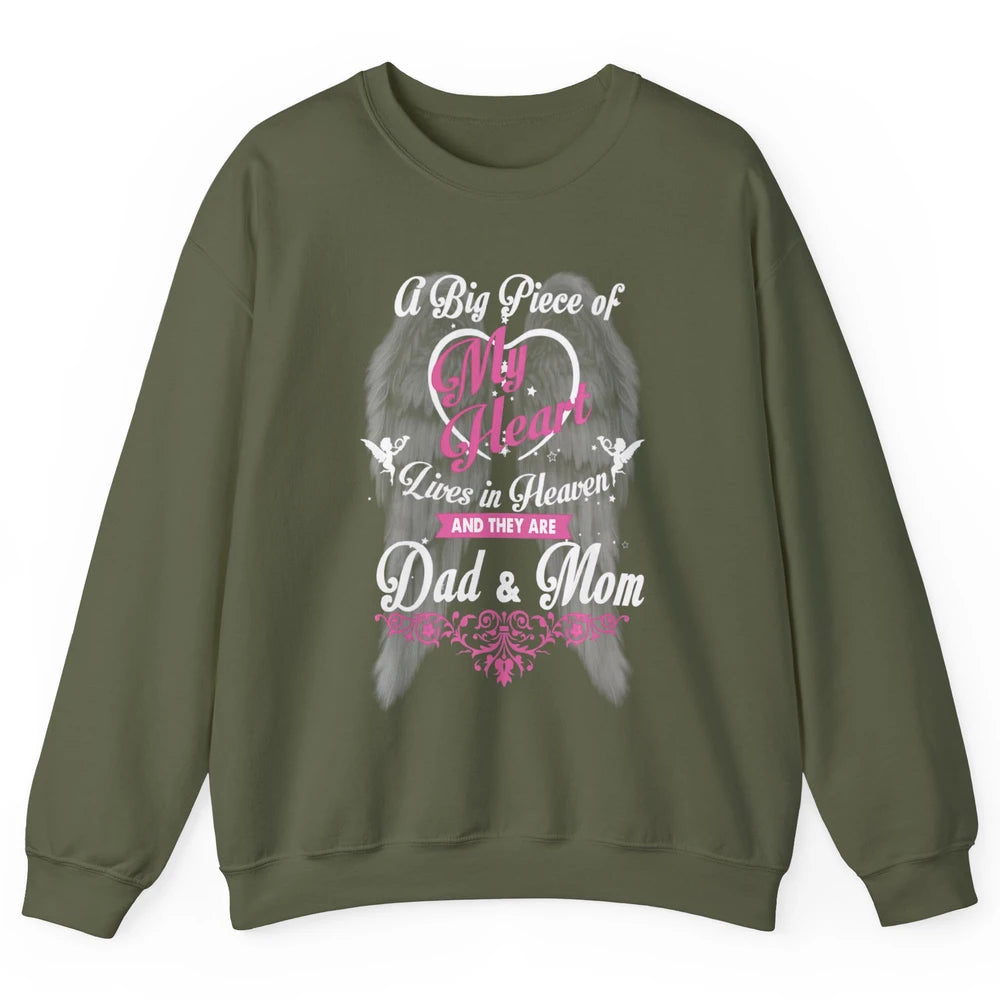 Parents Heaven Dad And Mom In Heaven Angel Wings Guardian Unisex Crewneck Sweatshirt