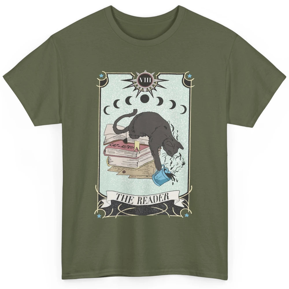 Retro Cat Books The Reader Tarot Card Halloween Reading Gift Classic Unisex T-Shirt