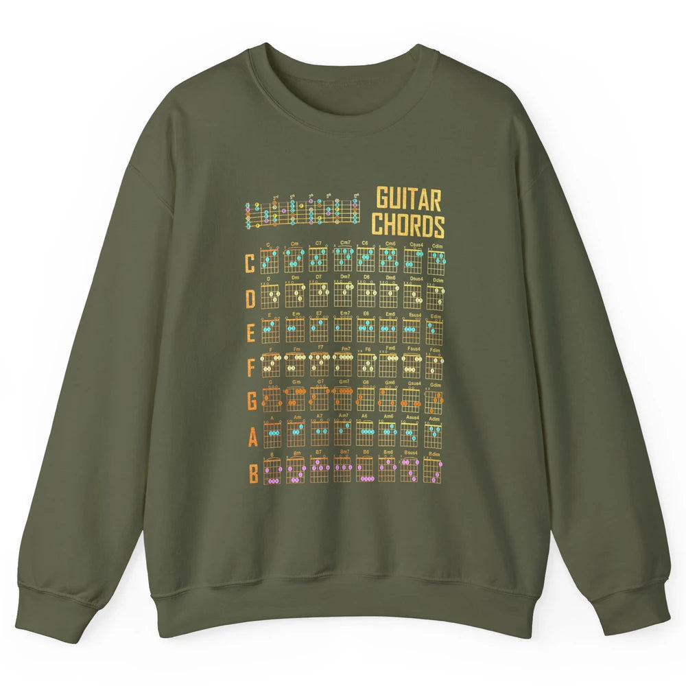 Music Art Guitar Chords Retro Guitarist Play Guitar Musician Unisex Crewneck Sweatshirt