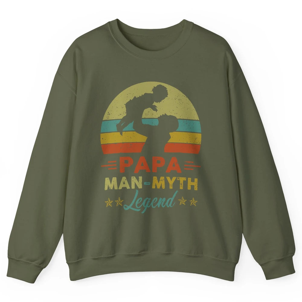 Papa Man Myth Legend Fathers Day Vintage Unisex Crewneck Sweatshirt