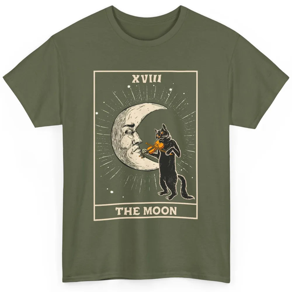 Retro Halloween Cat Guitarist The Moon Tarot Card Witchcraft Classic Unisex T-Shirt