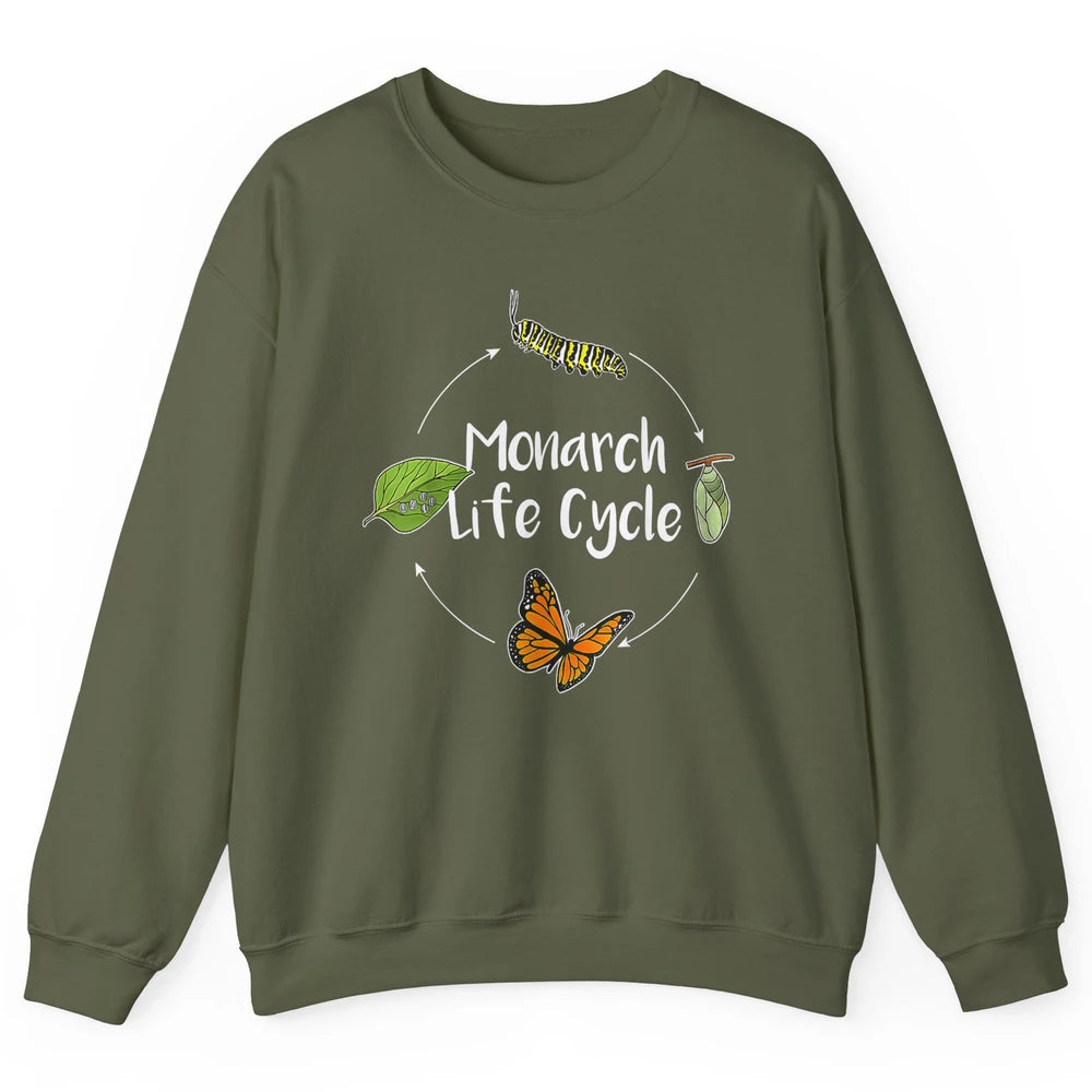 Monarch Life Cycle Cute Butterfly Caterpillar Humor Animal Unisex Crewneck Sweatshirt