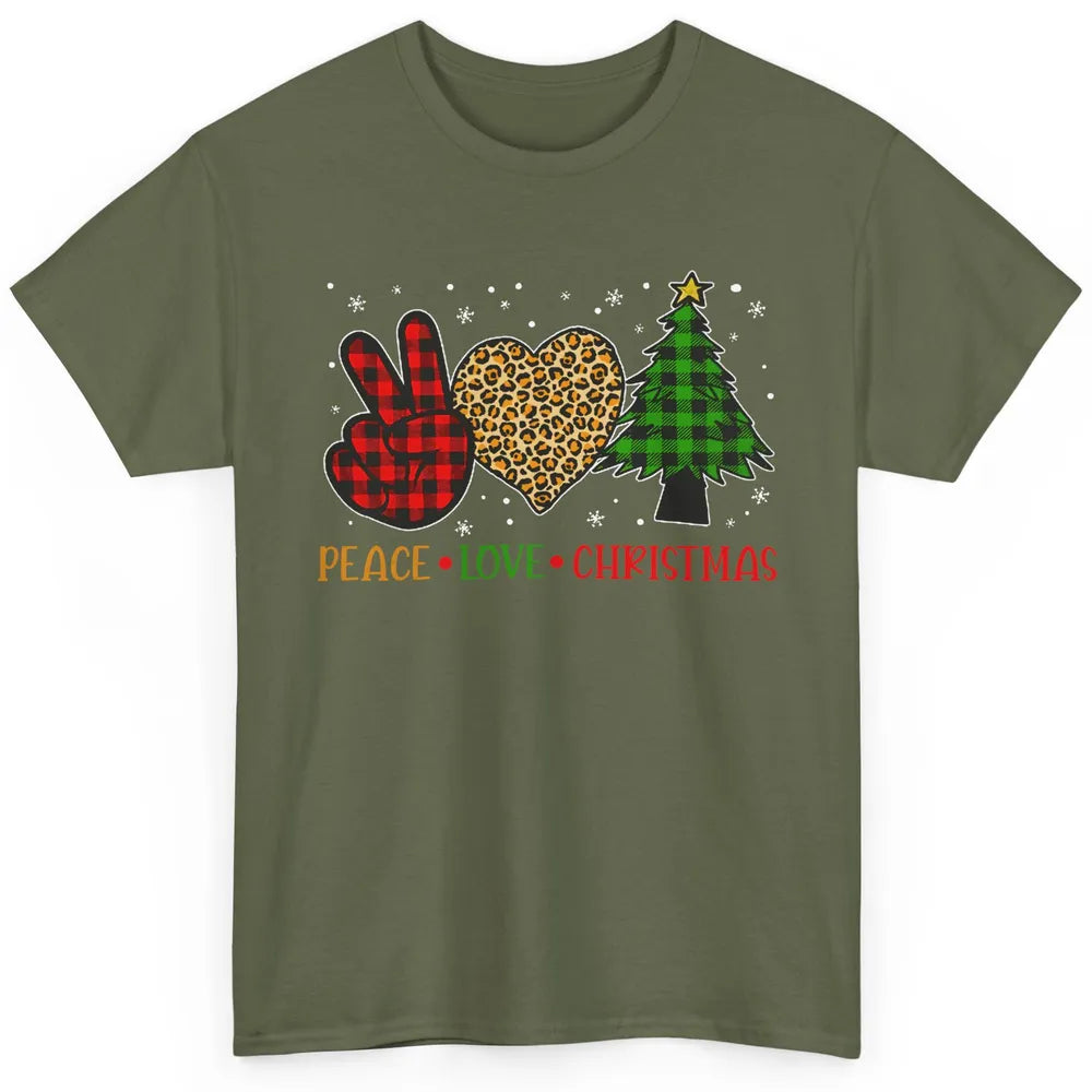 Peace Love Christmas Cute Christmas Heart Plaid Xmas Gift Classic Unisex T-Shirt