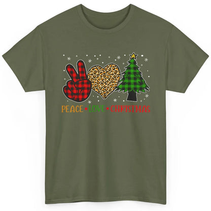 Peace Love Christmas Cute Christmas Heart Plaid Xmas Gift Classic Unisex T-Shirt