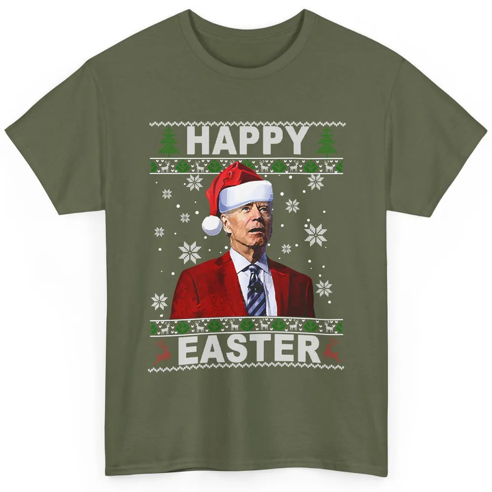 Funny Biden Santa Hat Happy Easter Anti Biden Christmas Classic Unisex T-Shirt